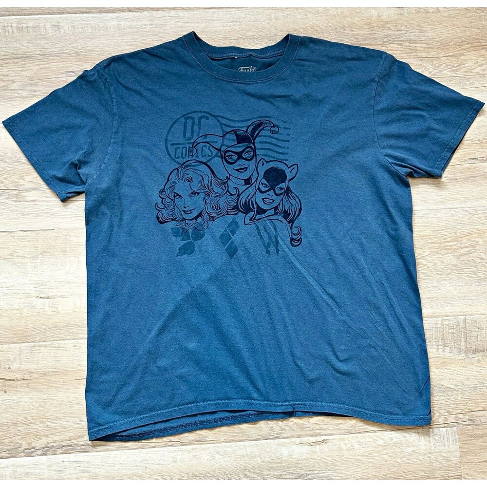 Funko DC Comics Harley Quinn Graphic Print Crew Neck T-Shirt Blue Mens L